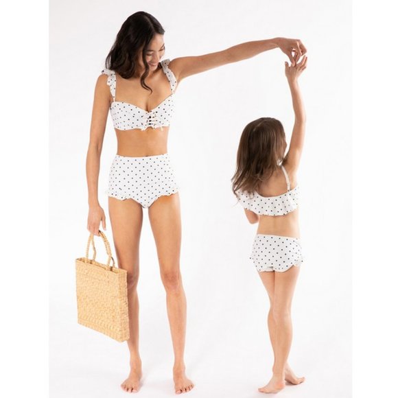 NEW Polka Dot Ruffle RETRO High Waist Bikini Set - Picture 8 of 12